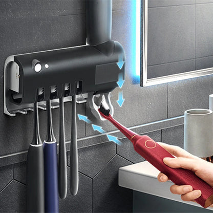 Bathroom Set with Automatic Toothbrush Holder and Toothpaste Dispenser